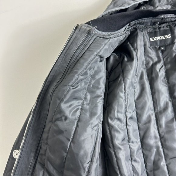 Express Men's Pea Coat Outer Jacket with Hoodie Size Small Gray Utility  - Picture 5 of 12